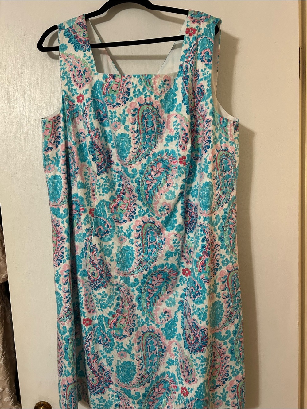 Talbots Turquoise & Pink Paisley Sleeveless Midi Dress